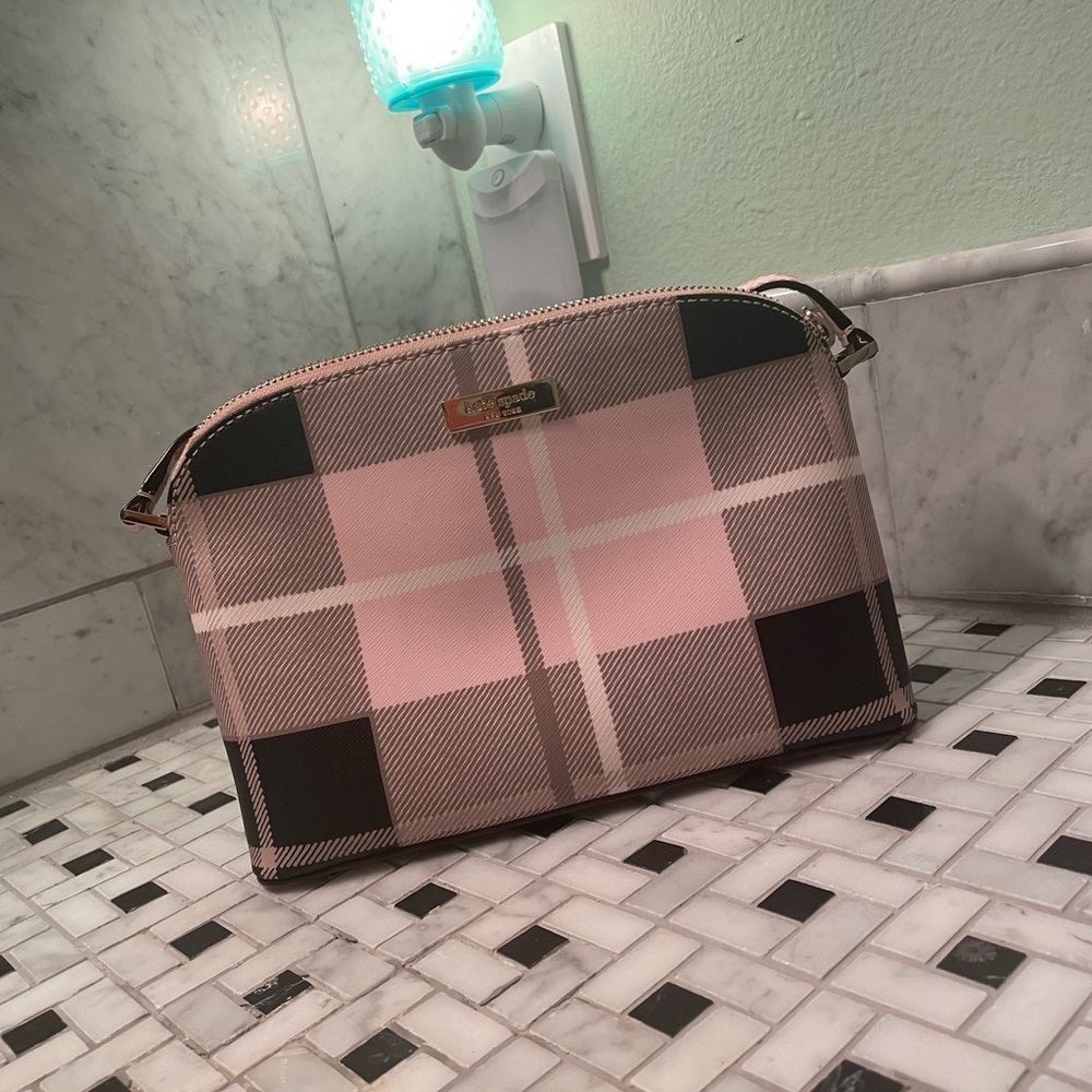 Pink plaid kate spade cross body